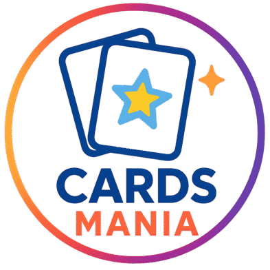 Logo serwisu Cards Mania – nowoczesny, kolorowy znak rozpoznawczy bloga o kartach kolekcjonerskich.