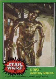 1977 STAR WARS 207 ERROR CARD ANTHONY DANIELS C-3PO 