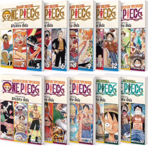 One Piece manga volumes 1-30 by Eiichiro Oda including East Blue, Baroque Works and Skypiea arcs