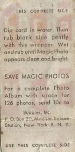 1948 topps hocus focus wrapper back instructions » Cards Mania 1948 Topps Hocus Focus penny pack wrapper showing developing instructions