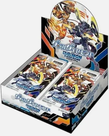 Bandai Digimon Card Game Double Diamond booster box BT-06, sealed, showing pack art with WarGreymon X and MetalGarurumon X